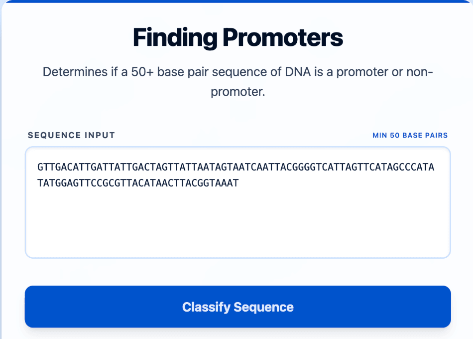 DNA Promoter Sequence Classifier